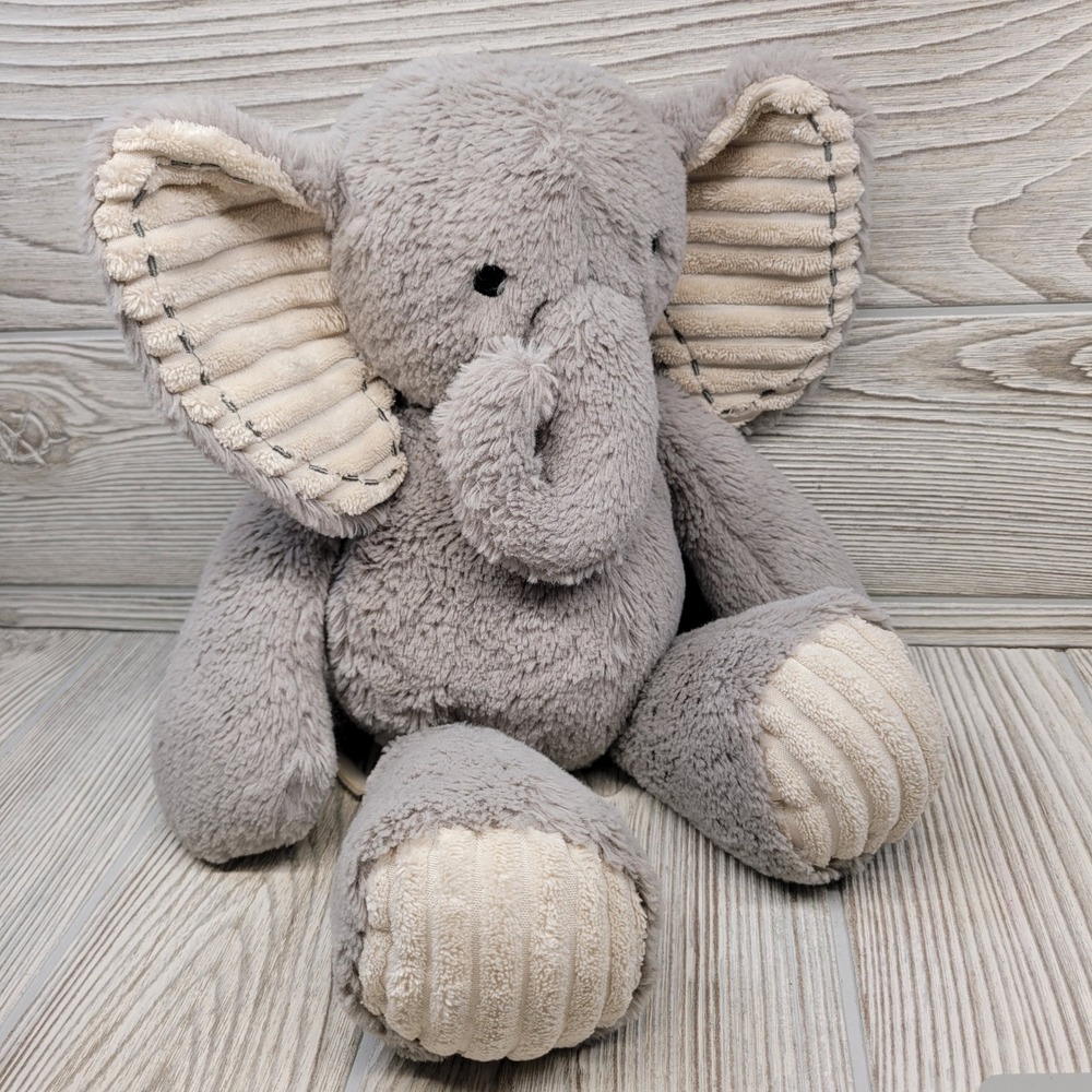 Lambs & Ivy‎ Elephant Jungle Safari Jett Gray Plush Embroidered Eyes Baby Gift